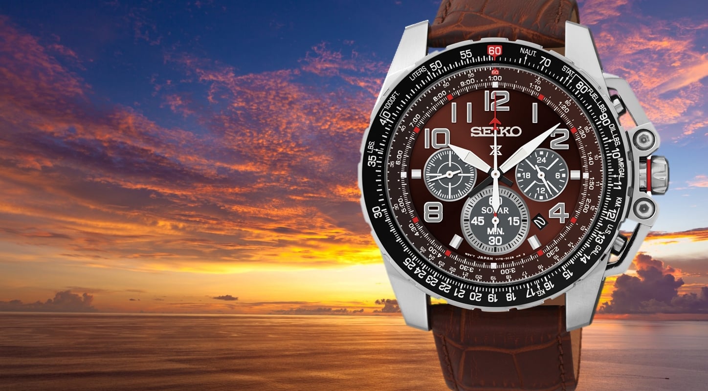 Seiko Prospex Solar Pilot Quartz Chronograph Ref Ssc279 World